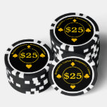 Cool Casino Gold And Black $25 Dollar Poker Chips at Zazzle