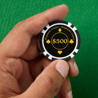 Cool Casino Gold And Black $500 Dollar Poker Chips at Zazzle