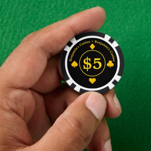 Cool Casino Gold and Black 5 Dollar Poker Chips