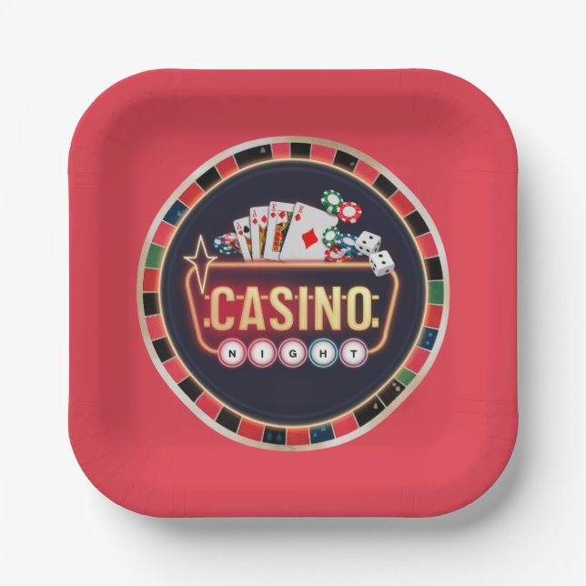 Cool Casino night gambling lovers party  Paper Plates (Front)