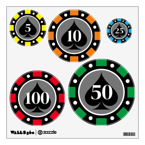 Cool casino poker chip wall decals for poker room