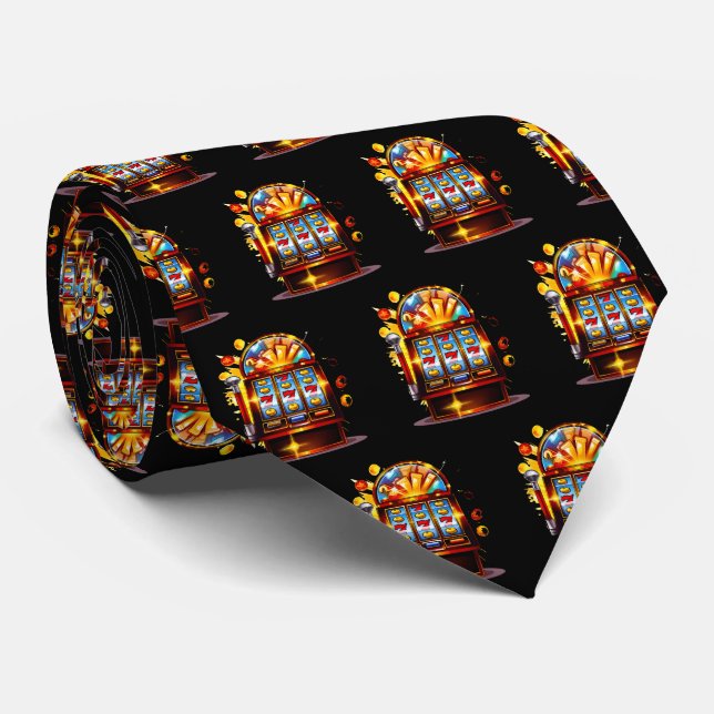 Cool Casino sign tiled pattern  Neck Tie (Rolled)
