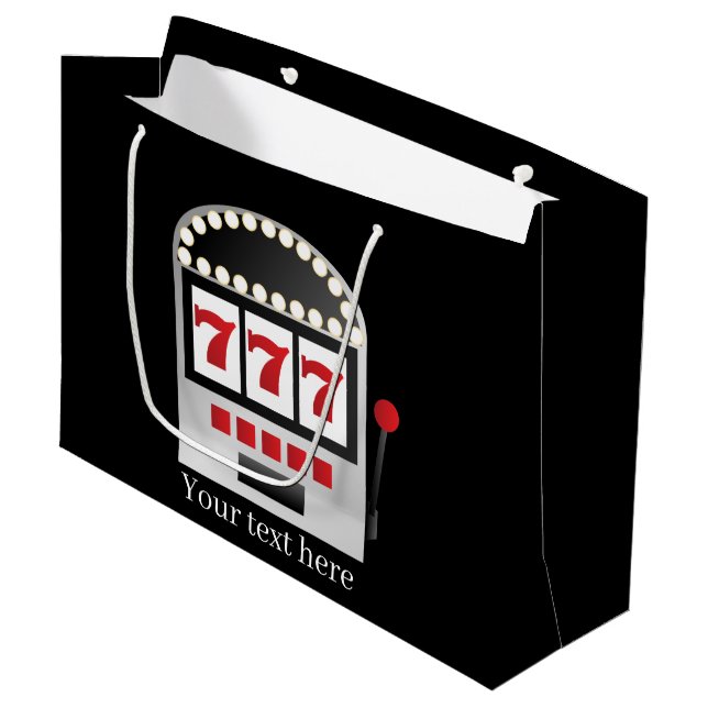 cool Casino slot machine add text party Large Gift Bag (Front Angled)