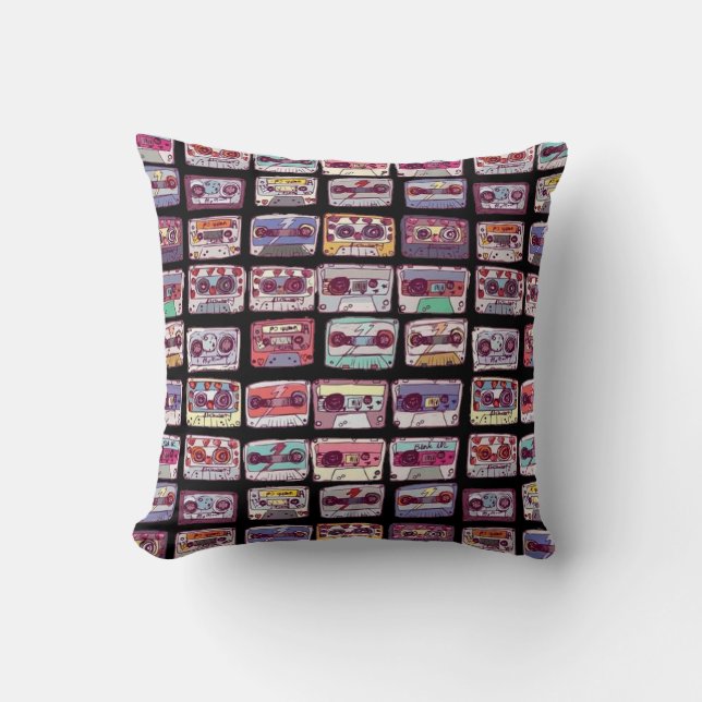 cool cassette throw pillow (Front)
