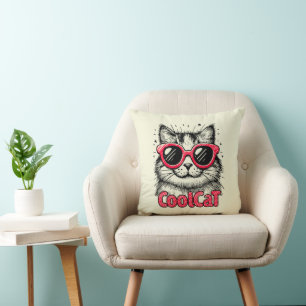 Cool Cat 1 Throw Pillow