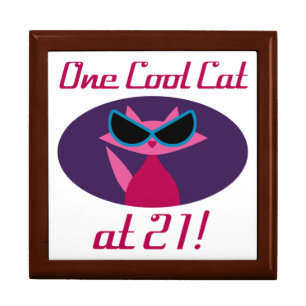 Cool Cat 21st Birthday Jewelry Box