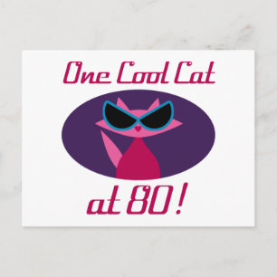 Cool Cat 80th Birthday Postcard