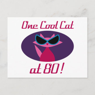 Cool Cat 80th Birthday Postcard