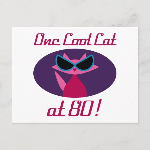 Cool Cat 80th Birthday Postcard