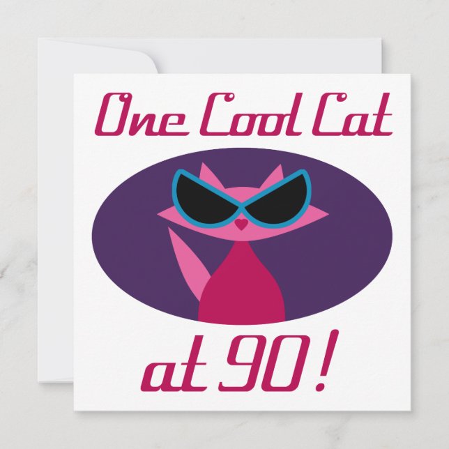 Cool Cat 90th Birthday Card (Front)
