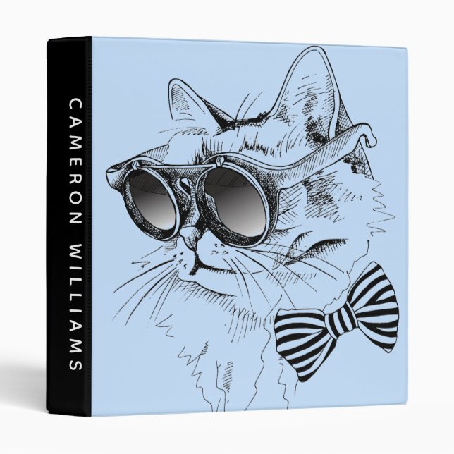 Cool Cat | Add Your Name 3 Ring Binder (Front/Spine)
