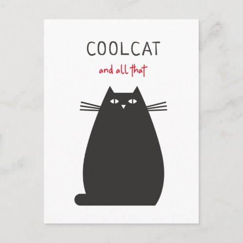 Cool Cat And All That Fun Quote Illustration Postcard