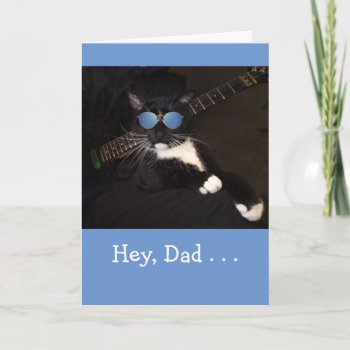 Cool Cat And Guitar Father's Day Card by Therupieshop at Zazzle