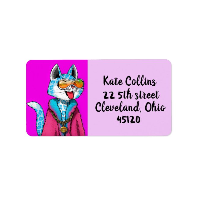 COOL CAT ART SUNGLASSES RETURN ADDRESS LABELS (Front)