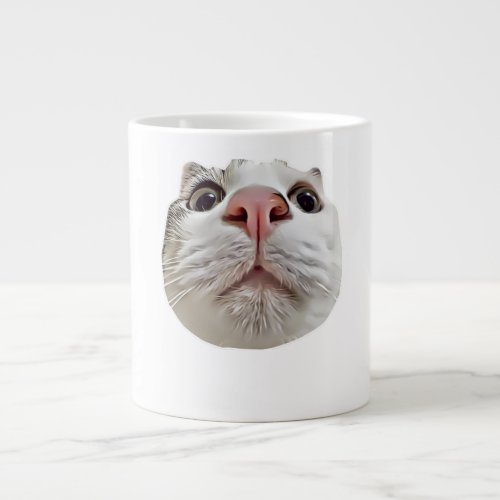Cool Cat Ball Face Cute Funny Meme Giant Coffee Mug