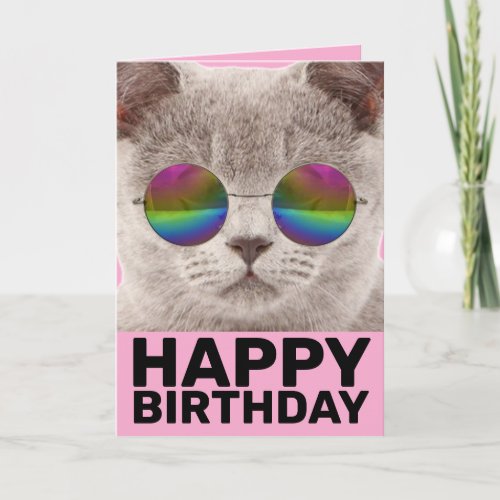 COOL CAT BIRTHDAY CARD WEARING SUNGLASSES CARD