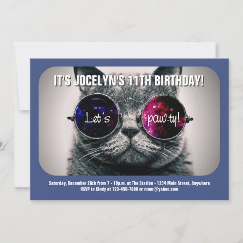 Cool Cat Birthday Party Invitation