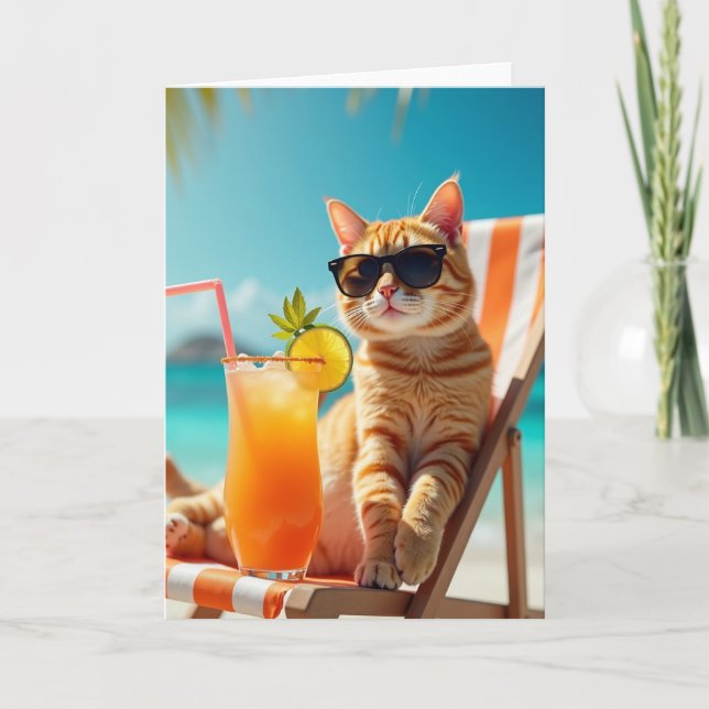 Cool Cat Birthday Scene Card (Front)