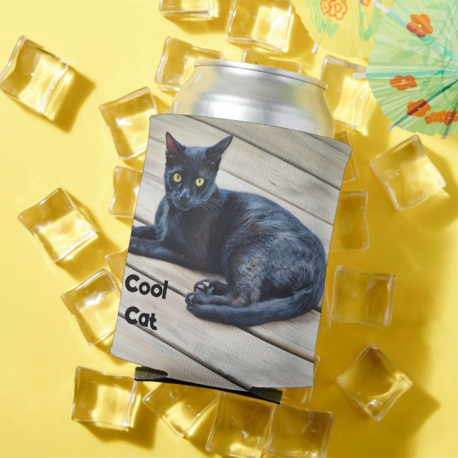 Cool Cat Black Cat Cozy Can Cooler (In Situ Summer)