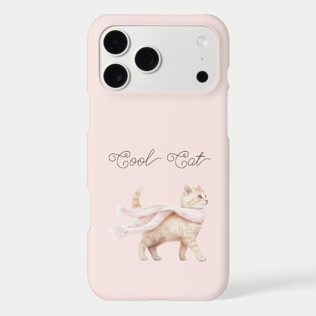 Cool Cat Blush Pink Scarf iPhone Case (Back)