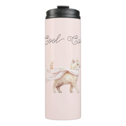 Cool Cat Blush Pink Scarf Thermal Tumbler