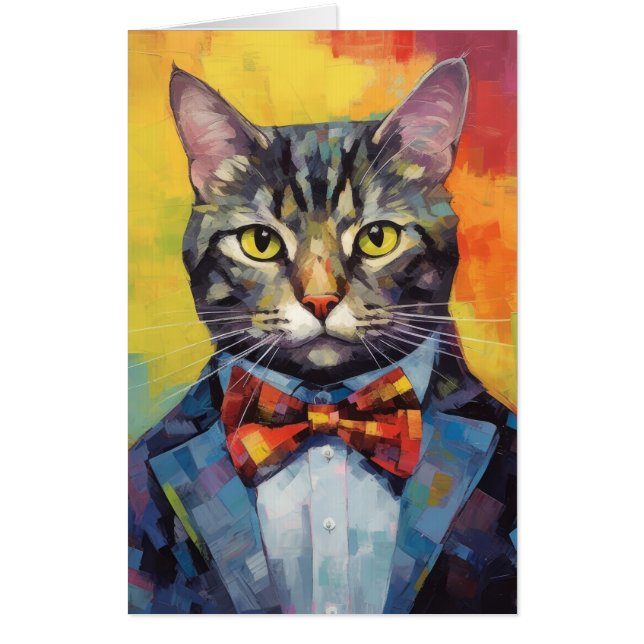 COOL CAT BOW TIE GIANT BIGGEST BIRTHDAY CARD (Front)