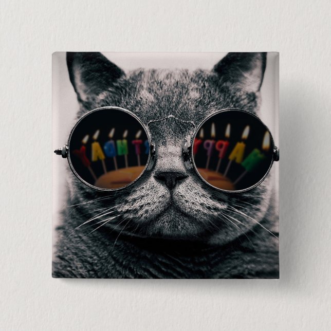 Cool Cat | Button | Happy Birthday Cat (Front)