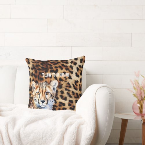 Cool Cat Cheetah Leopard Print Throw Pillow