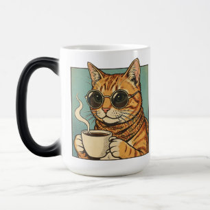 Cool Cat Coffee Retro Style Design for Cat Lovers Color Morph Mug