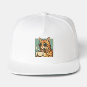 Cool Cat Coffee Retro Style Design for Cat Lovers Snap Back Hat