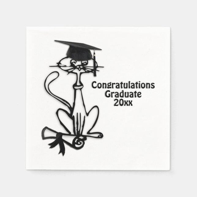Cool Cat Congratulations Graduate Paper Napkins (Front)