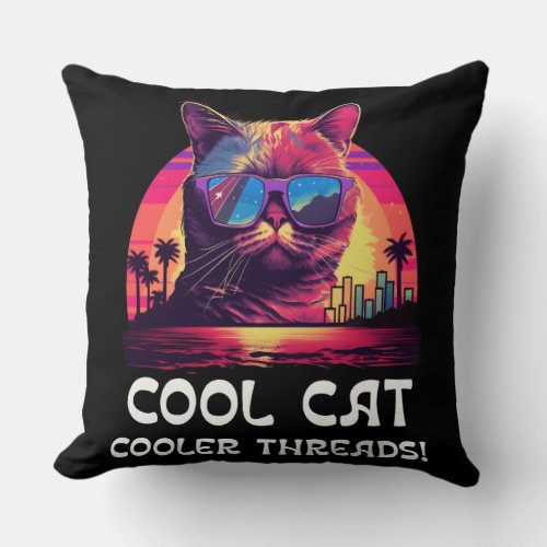 Cool cat cooler threads throw pillow