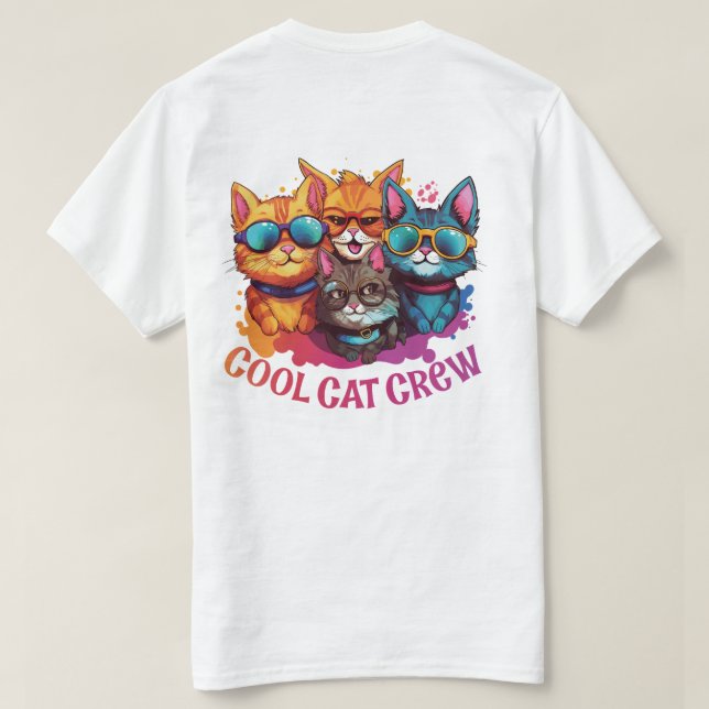 Cool Cat Crew Assorted Cats Wearing Sunglasses T-Shirt (Design Back)