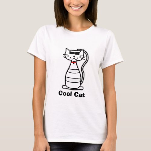 Cool Cat cute cartoon cat with sunglasses T_Shirt