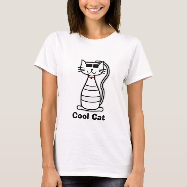 Cool Cat cute cartoon cat with sunglasses T-Shirt (Front)