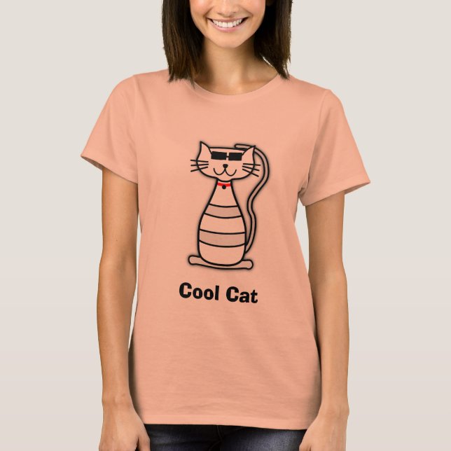Cool Cat cute cartoon cat with sunglasses T-Shirt (Front)