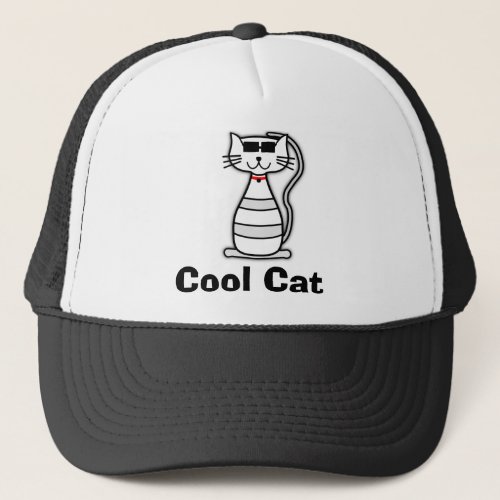 Cool Cat cute cartoon cat with sunglasses Trucker Hat