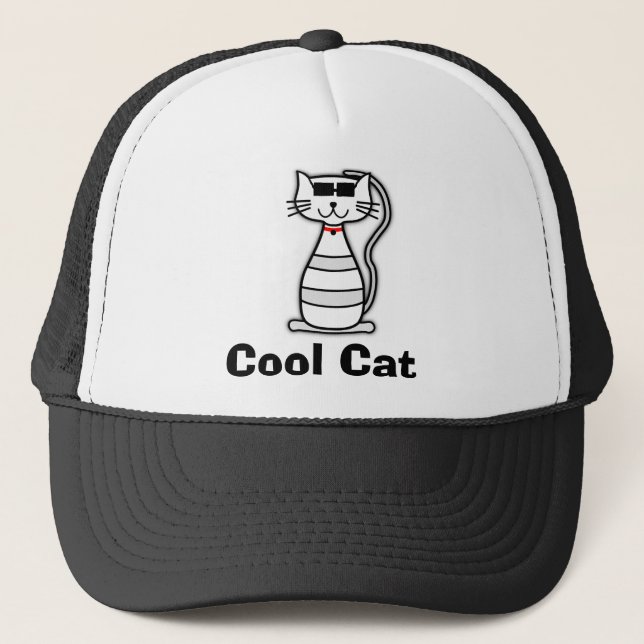 Cool Cat cute cartoon cat with sunglasses Trucker Hat (Front)