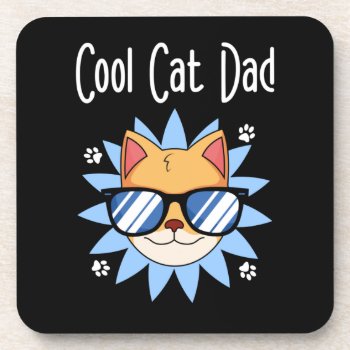 Cool Cat Dad Cat Sunglasses Plastic Coasters Blk by xgdesignsnyc at Zazzle