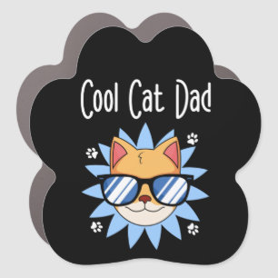 Cool Cat Dad Cat with Sunglasses Black Car Magnet