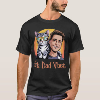 Cool Cat Dad Vibes Retro Style Funny Kitte T-Shirt