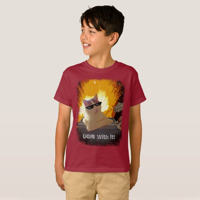 Cool Cat Deals With It T-Shirt (Front Full)