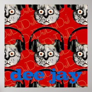 cool cat DJ headphone Poster