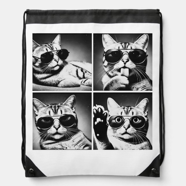  Cool cat Drawstring Bag (Front)