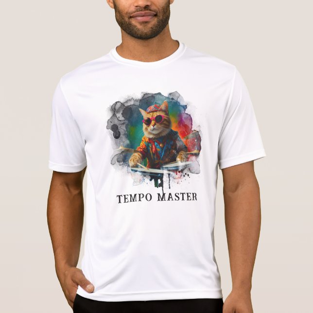 *~*   Cool Cat DRUM Player  Percussionist AP91 T-Shirt (Front)