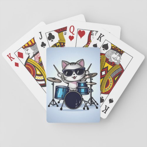 Cool Cat Drummer fun game Playing Cards