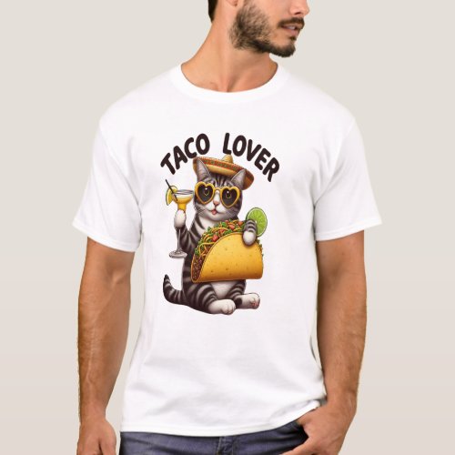 Cool Cat Enjoying Taco Tuesday T_Shirt