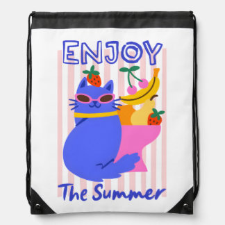 Cool Cat Enjoying the Summer Drawstring Bag