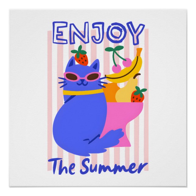 Cool Cat Enjoying the Summer Poster (Front)