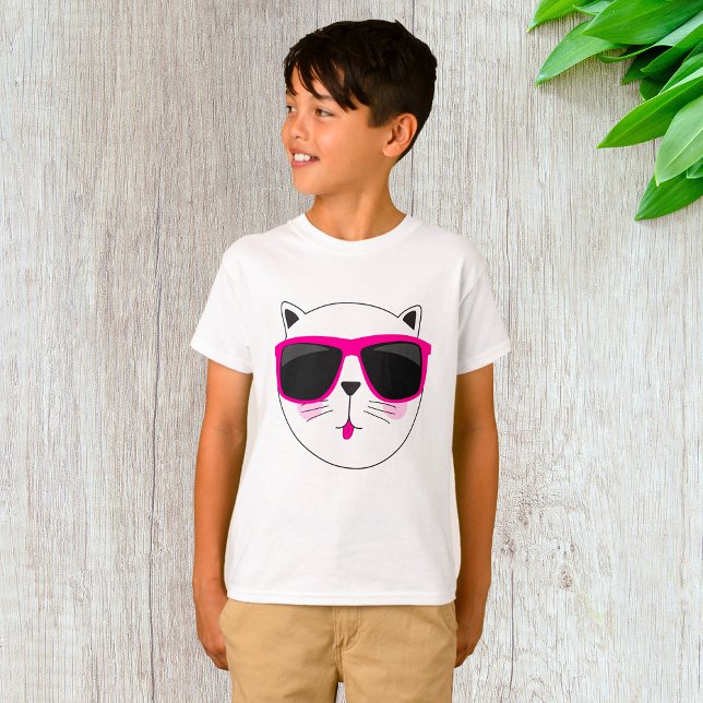 Cool Cat Face with Pink Sunglasses Cute Kitty  T-Shirt (Creator Uploaded)